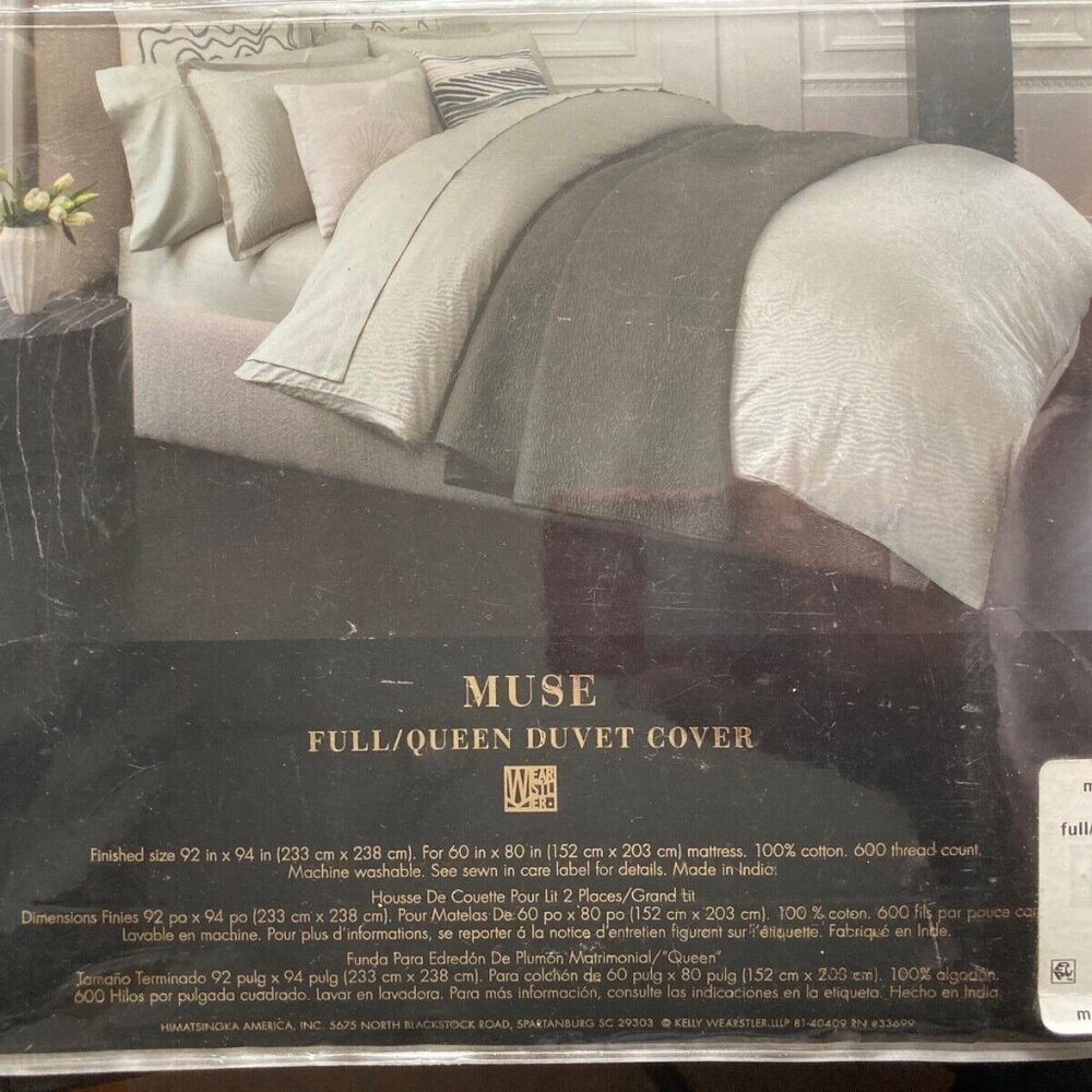 $605 KELLY WEARSTLER Duvet full/Queen Set 3pcs  muse-dew duvet covers - Picture 7 of 7
